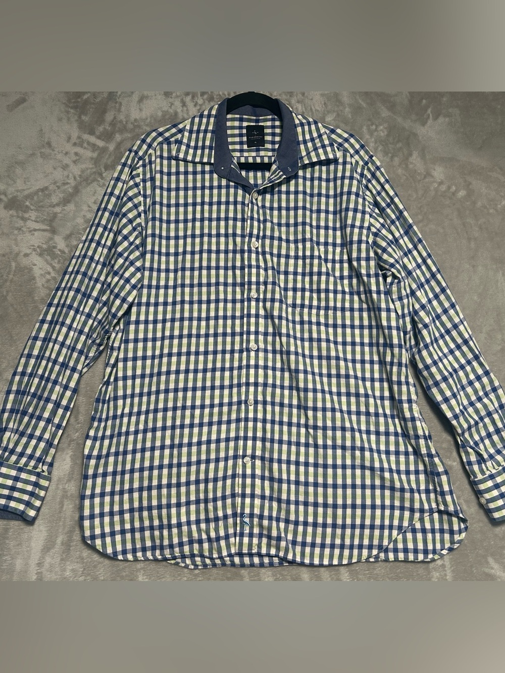 Tailorbyrd Long Sleeve Button Down Shirt Men’s XL Blue Green Plaid